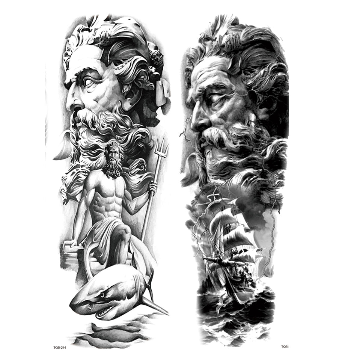 2 Sheets God Myth Clock Ship Full Arm Sleeves
