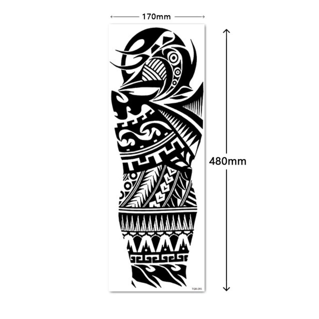 2 Sheets Full Arm Sleeve Maori Temporary Tattoos Realistic Thorns Totem Waterproof Tattoo Stickers Arm Body
