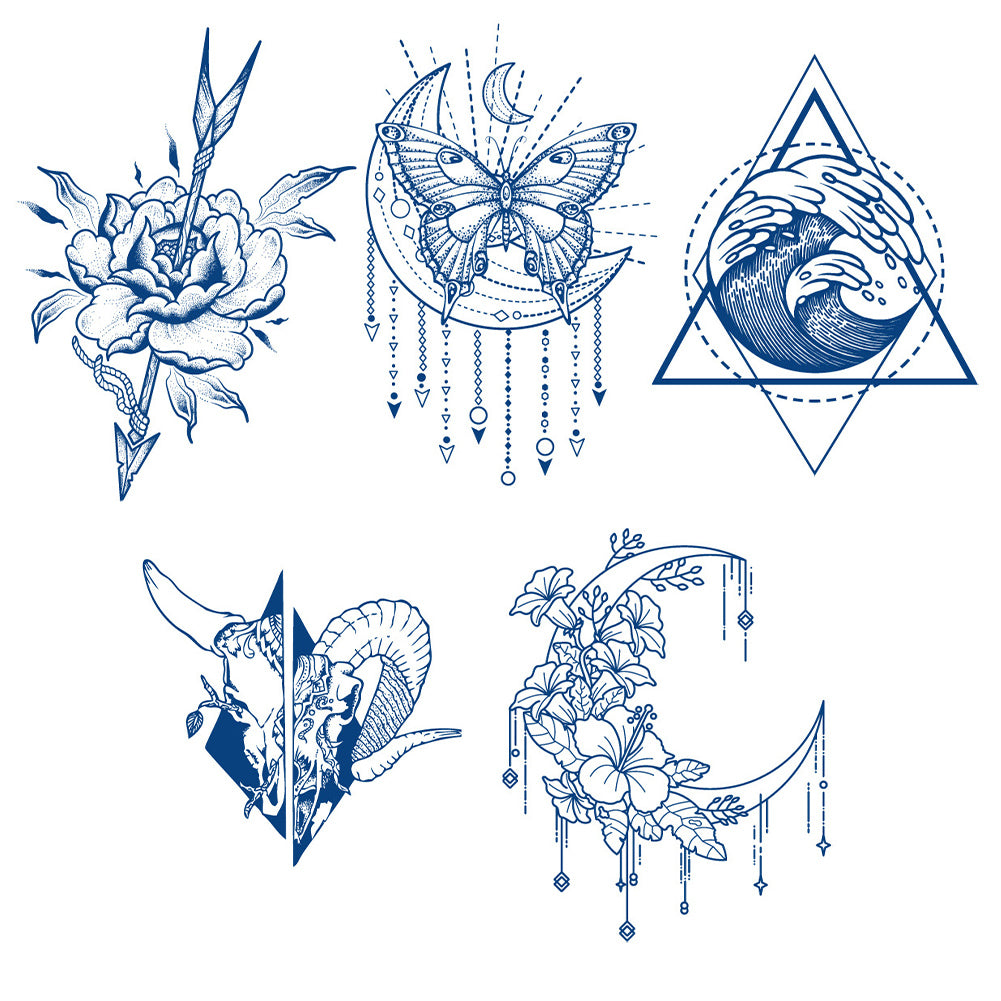 2 Sheets Semi-Permanent Art Butterfly Moon Tattoo Stickers