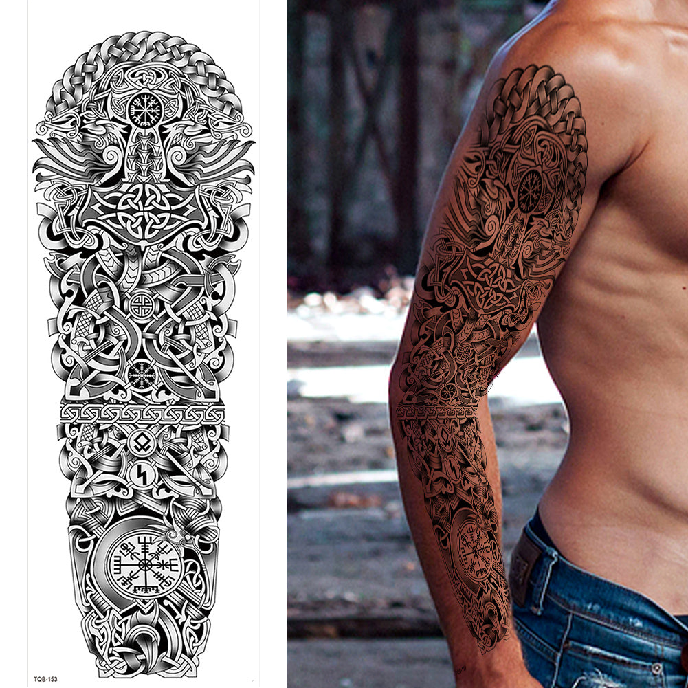 2 Sheets Bone Metal Totem Tribe Full Arm Sleeves