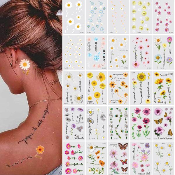 10 Sheets Small Daisy Flower Temporary Tattoo Stickers