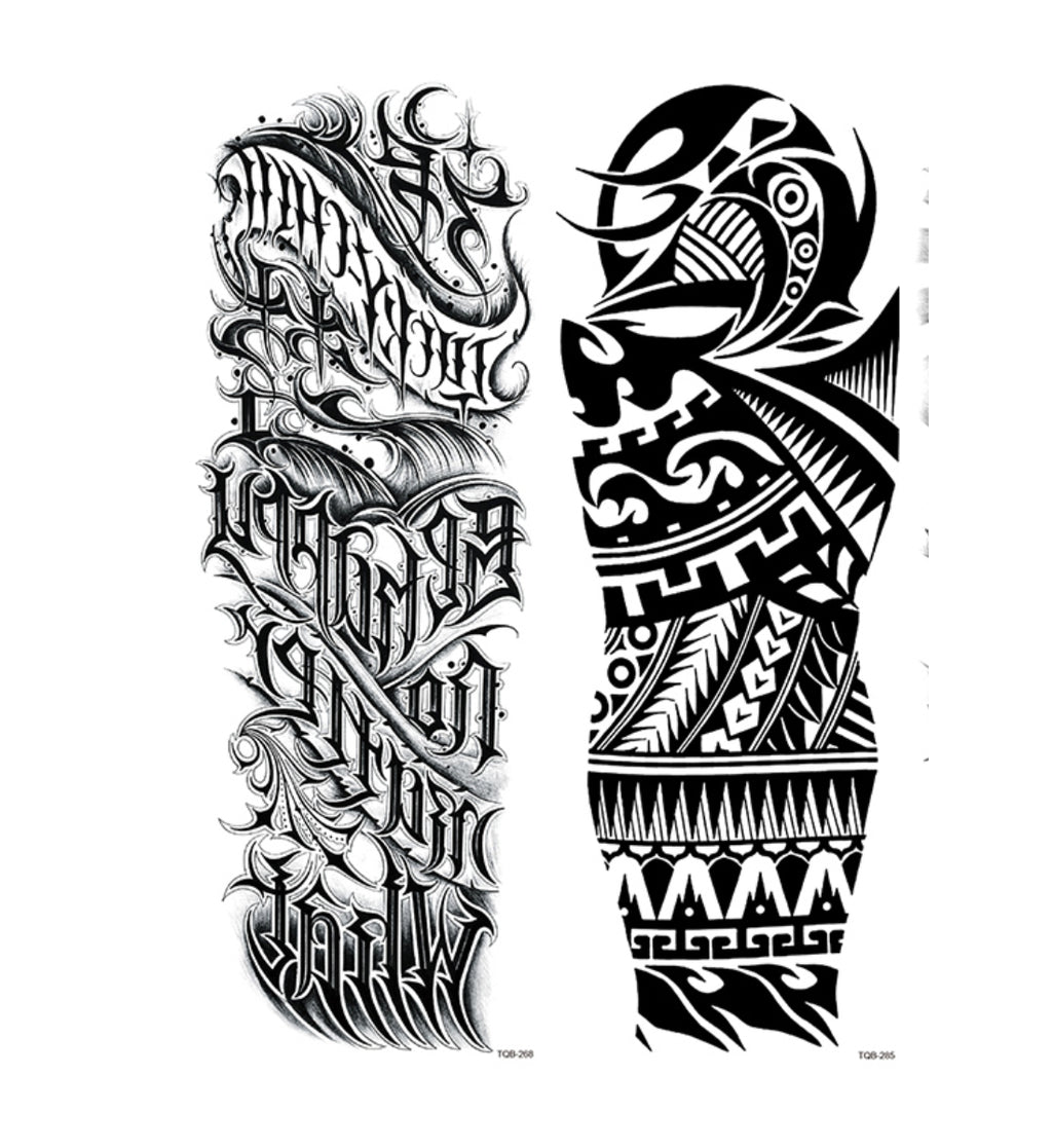 2 Sheets Totem Tribe Letter Cross Full Arm Sleeves