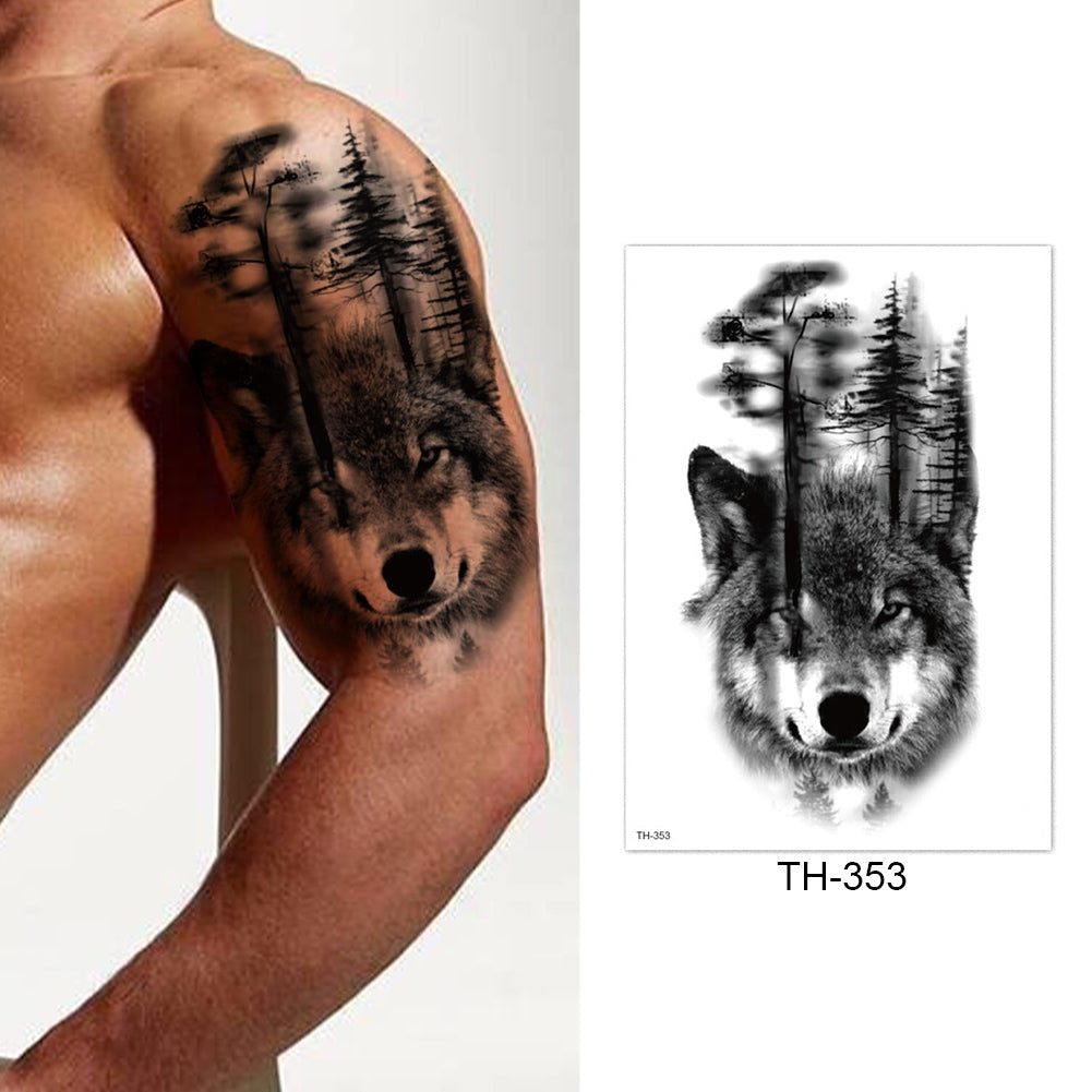 4 Sheets Wolf Half Arm Temporary Tattoo Stickers
