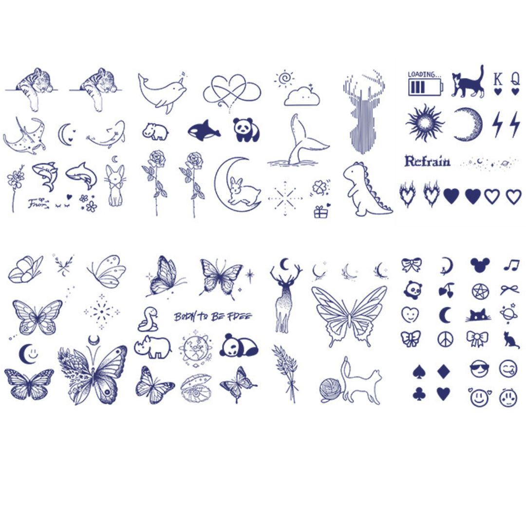 4 Sheets Cute Animal Small Finger Semi-Permanent Tattoo Stickers