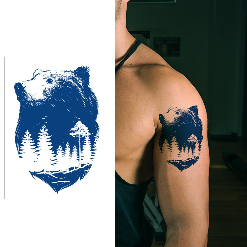 2 Sheets Semi-Permanent Forest Bear Tattoo Stickers
