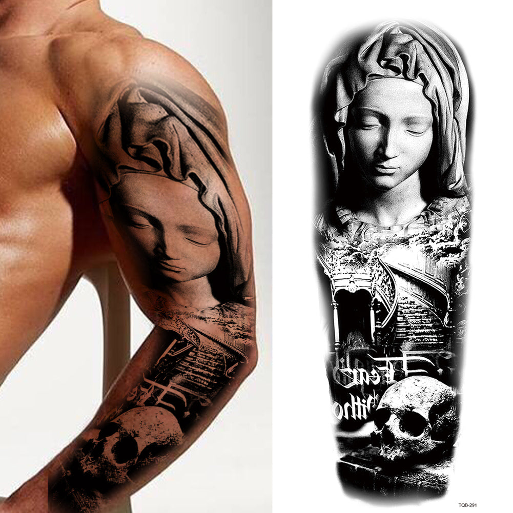 3 Sheets Angel Skull Full Arm Sleeves