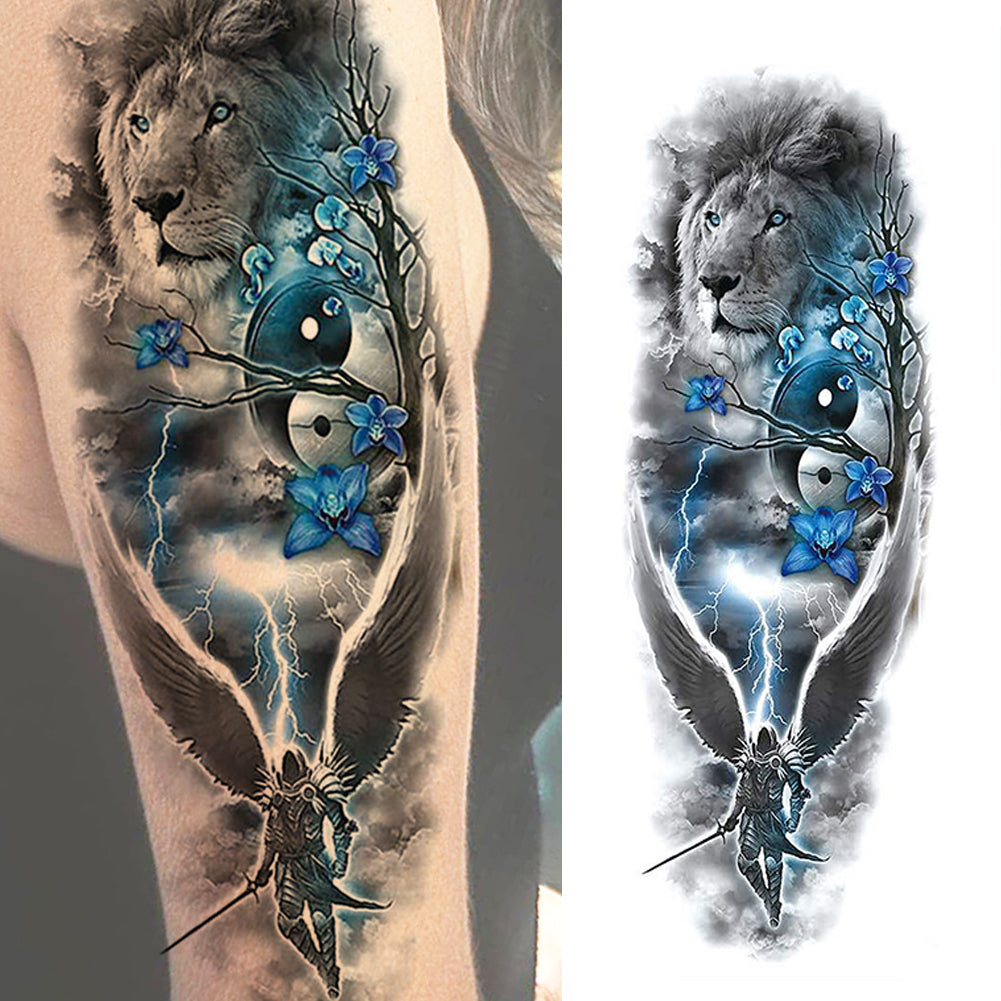 2 Sheets Lion Wolf Tiger Full Arm Sleeves