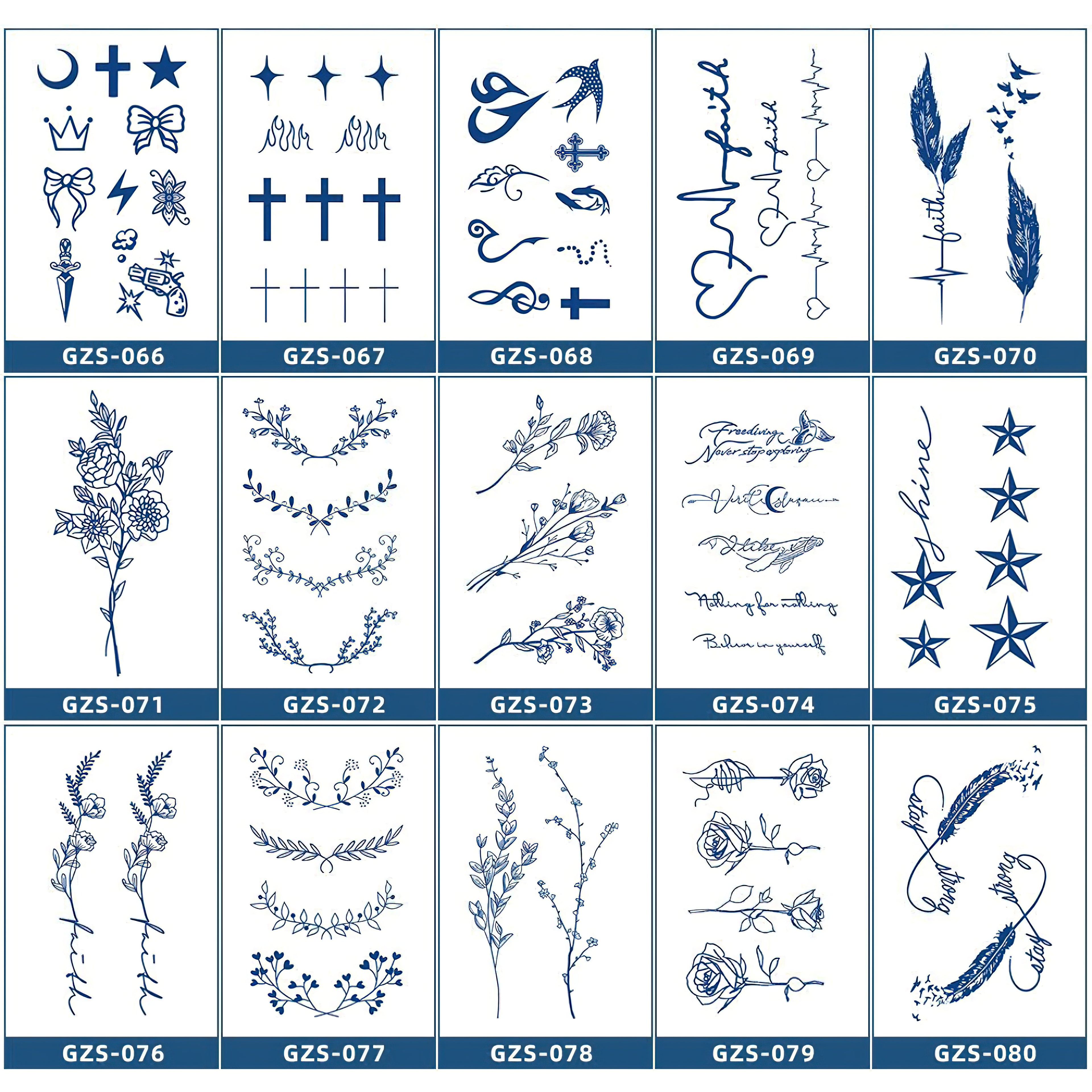 15 Sheets Cool Art Large Semi-Permanent Tattoo Stickers