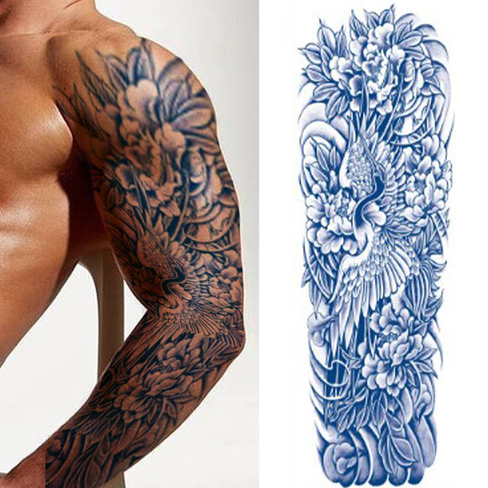 2 Sheets Dragon Wave Semi Permanent Full Arm Sleeves Tattoo