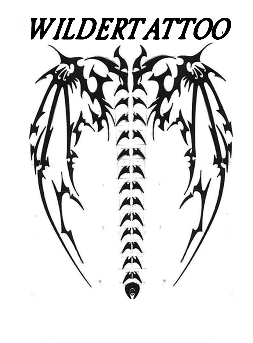 Dragon's Spinal Wings Tattoo