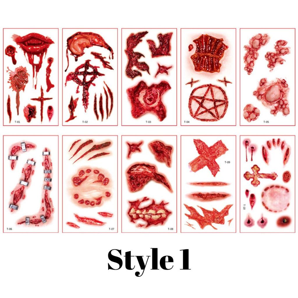 10 Sheets Holloween Spooky Temporary Tattoo