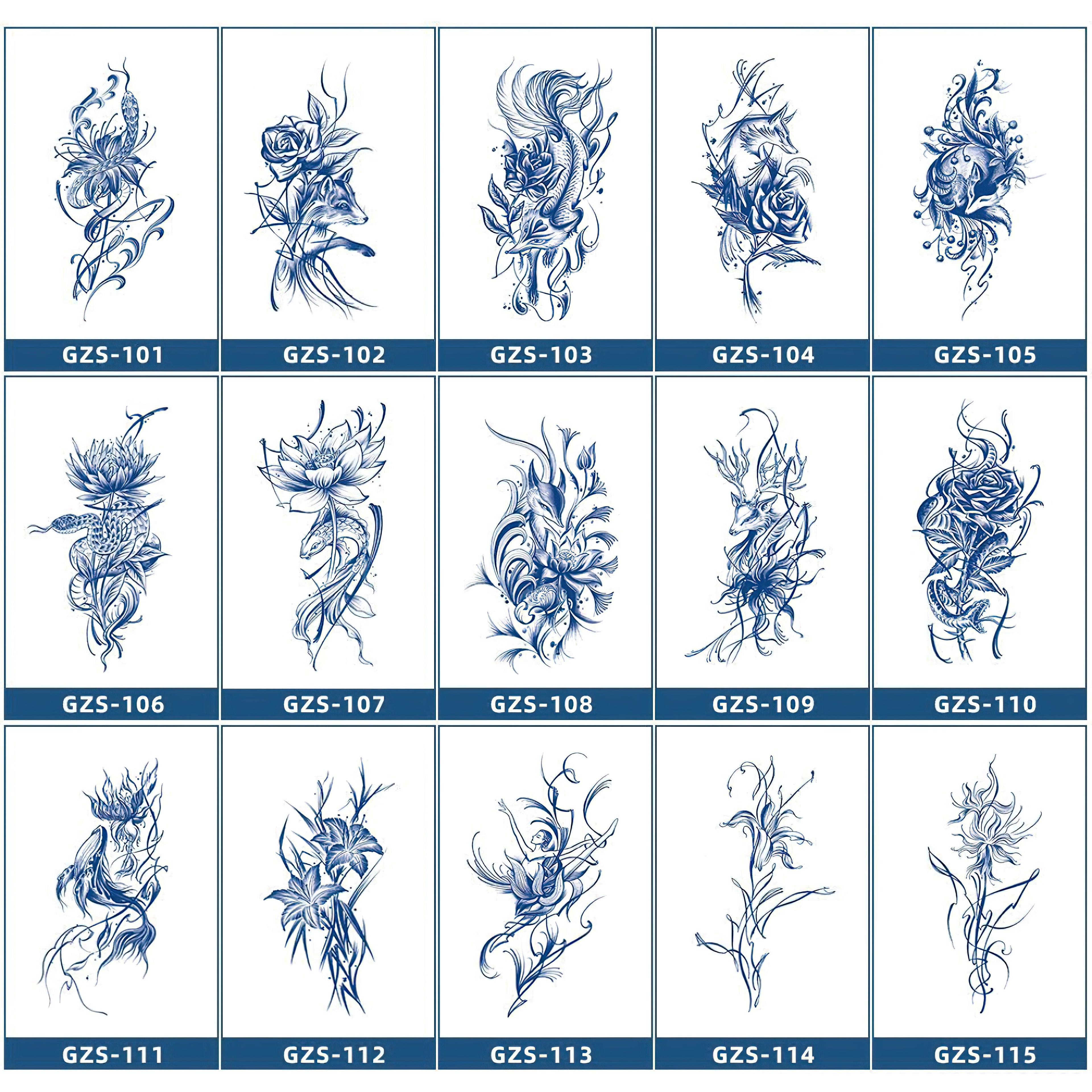 15 Sheets Cool Art Large Semi-Permanent Tattoo Stickers