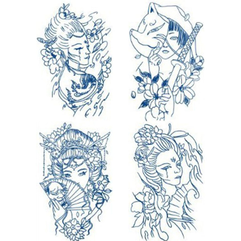 4 Sheets Chinese Woman Semi-Permanent Tattoo