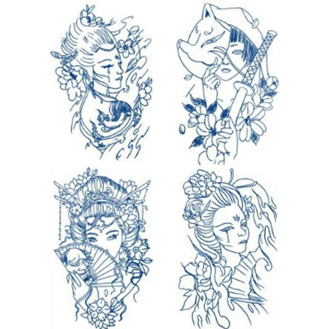 4 Sheets Chinese Woman Semi-Permanent Tattoo