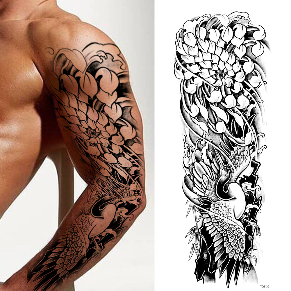 2 Sheets Wave Flower Japanese Style Full Arm Sleeves