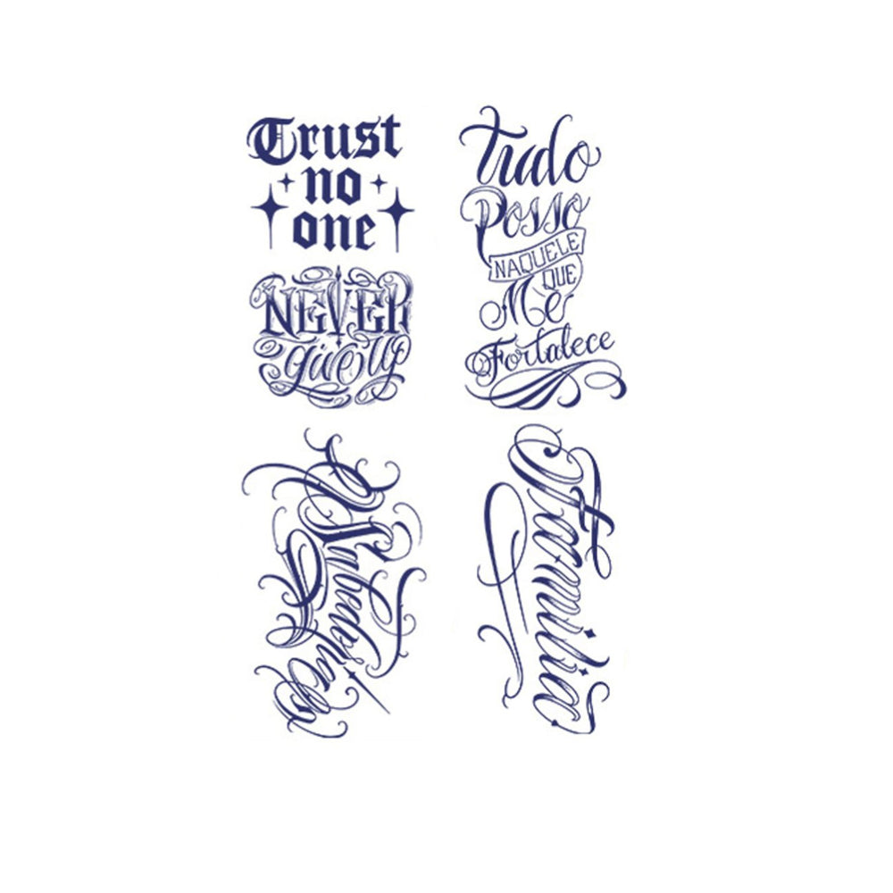 2 Sheets Cool Art Letters Large Semi-Permanent Tattoo Stickers