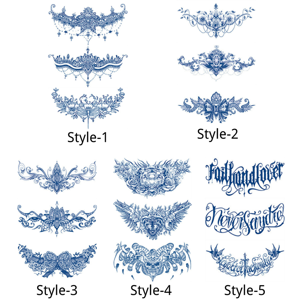 3 Sheets Semi-Permanent Tattoos Body Chest Thigh