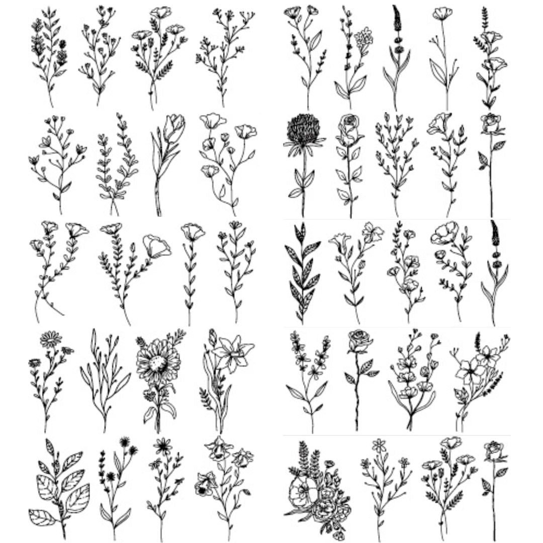 10 Sheets Small Flower Leaf Waterproof Temporary Tattoo