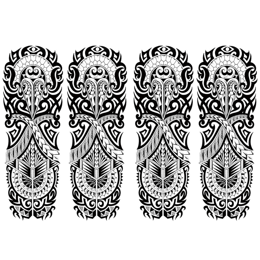 4 Sheets Full Arm Sleeve Maori Temporary Tattoos Realistic Thorns Totem Waterproof Tattoo Stickers Arm Body