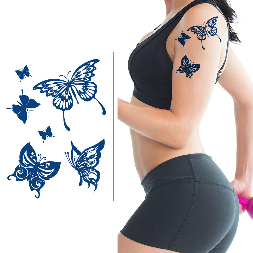 5 Sheets Semi-Permanent Butterfly Wing Snake Anchor Tattoo Stickers